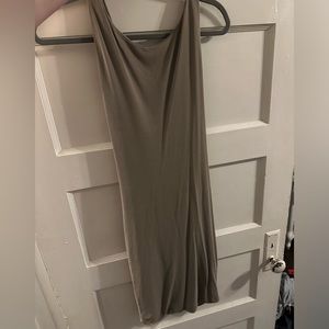 Massimo Dutti short, fitted dress with swoopy back. Size XS. Beige/grey